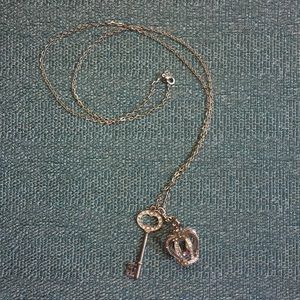 LOFT crown and key pave necklace